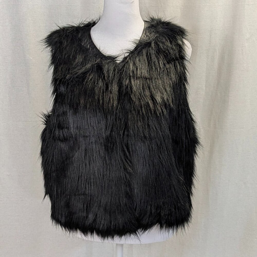 Mossimo Size Small Black Faux Fur Vest